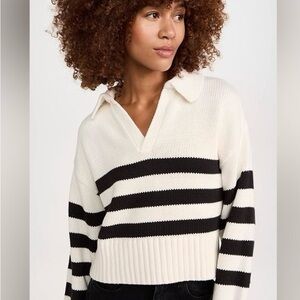 Pistola Black and White Striped V-Neck Sweater